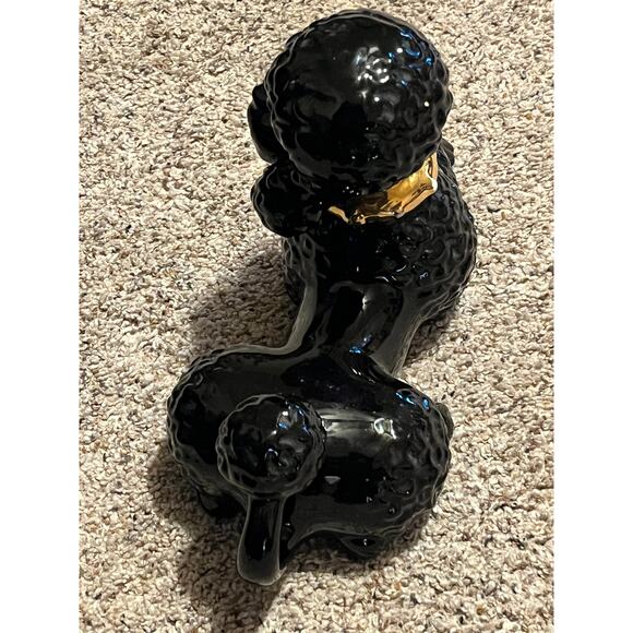 Black Poodle Ceramic Gold Gilt Vtg MCM Atlantic Mold - Picture 4 of 15